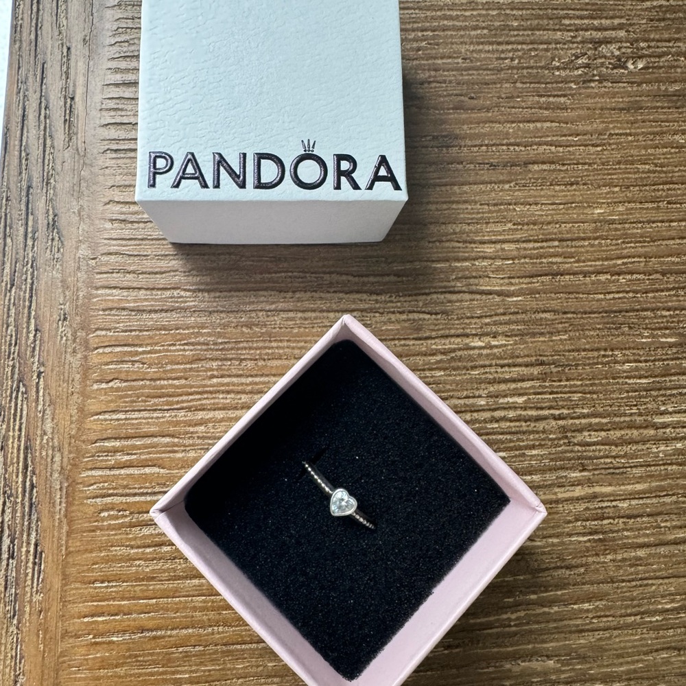 Pandora Silver Heart Ring with box and bag